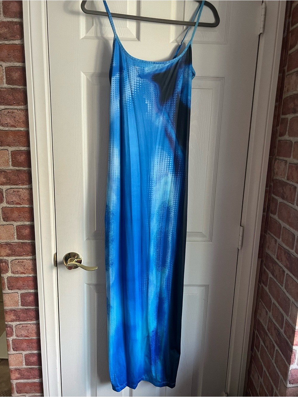 Long Blue Ombre Slip Chemise with Adjustable Straps